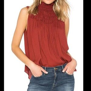 Frame Smocked High Neck Sleeveless Top size Small